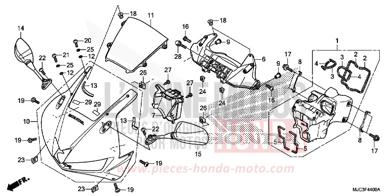UPPER COWL for CBR600RR ABS GRAPHITE BLACK (NHB01) from 2013